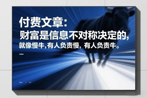 付费文章:财富是信息不对称决定的,就像慢牛,有人负责慢,有人负责牛-狐狸的小窝&新云工作室